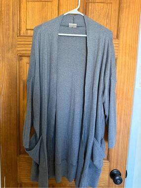 Pact Women's Gray Open-Front Drape Cardigan